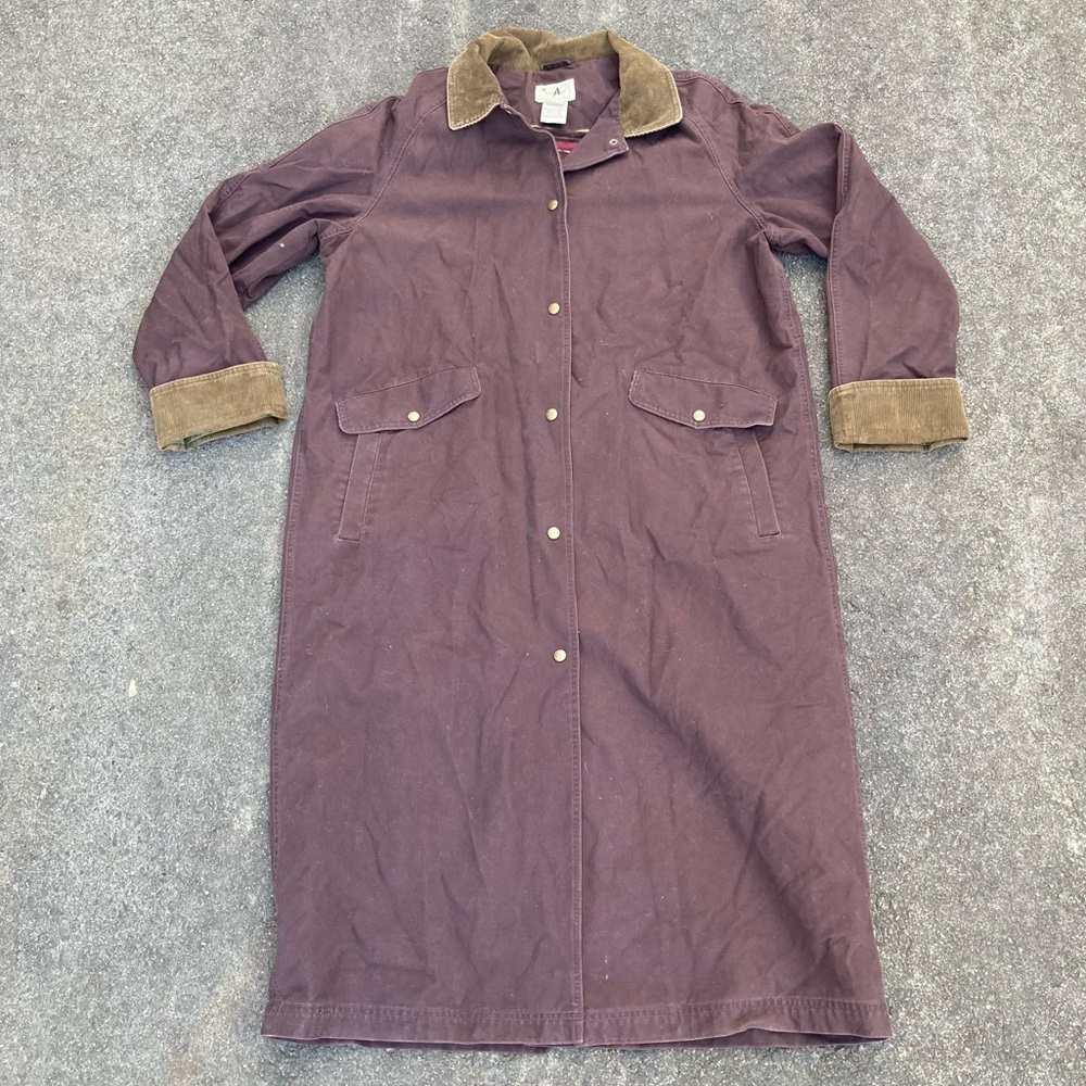 L.l. Bean brown fleece lined corduroy trim Long Barn Coat trench